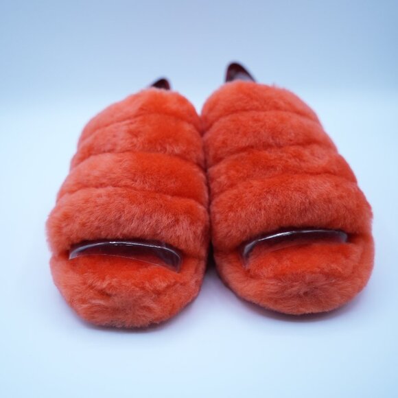 Ugg Fluff Yeah Slide Womens Size 6 Orange Fluffy Sandal Slingback Strap NWT - Picture 6 of 9